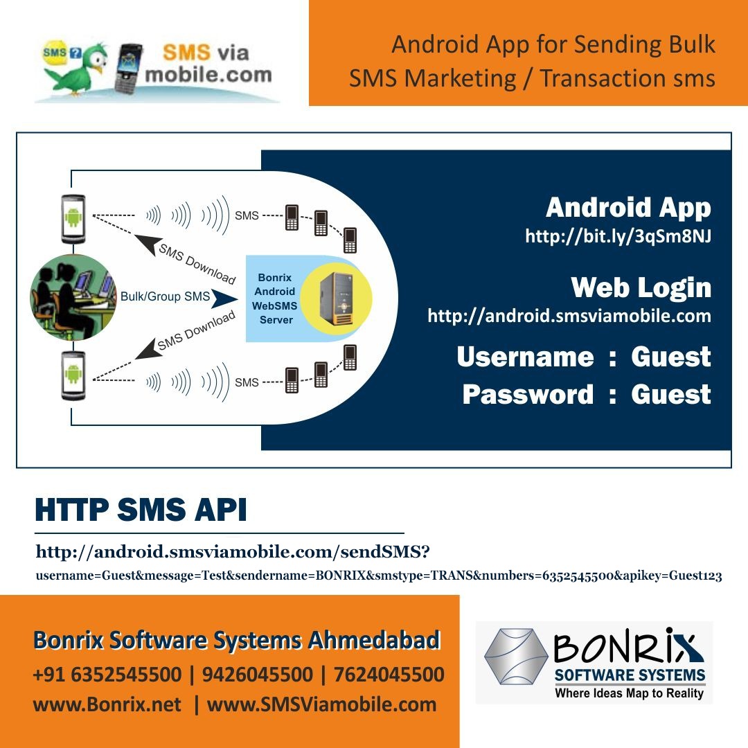 Android App for Sending Bulk SMS Marketing / Transaction SMS: Android app for bulk SMS marketing and transaction SMS, web login details, HTTP SMS API for sending messages, ₹3000 per year with technical support and free demo available